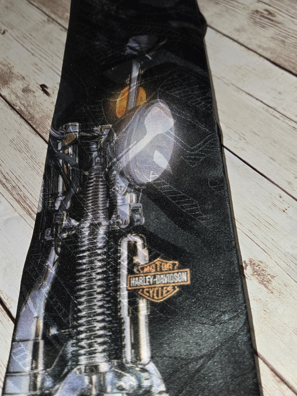 Motorcycle Graphic Black Tie with Harley-Davidson Logo - Picture 3 of 9